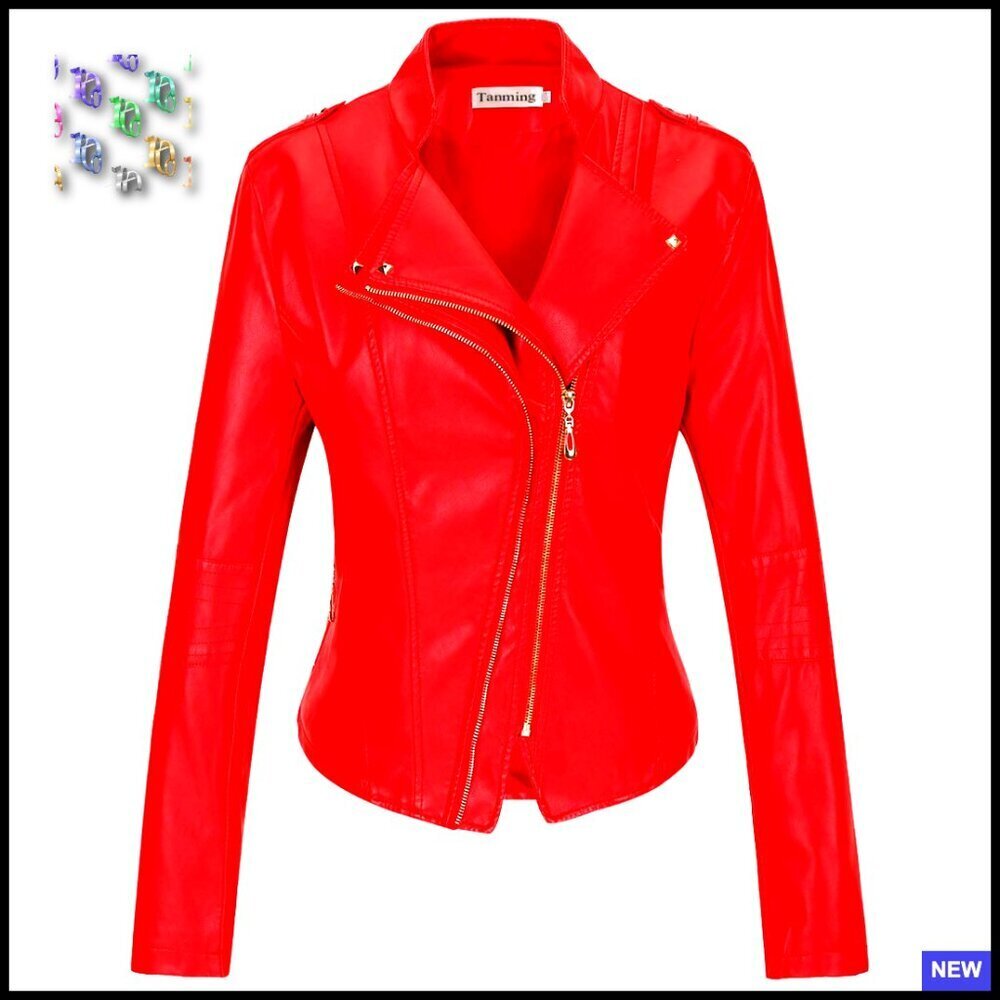 Faux Leather Moto Biker Short Coat Jacket Y2K Chic Casual Oversized Style